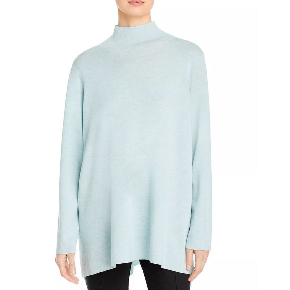 Eileen Fisher Merino Wool Mock Neck Tunic Sweater Size 2X